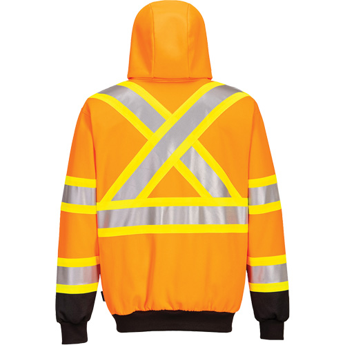 Contrast-Striped Safety Hoodie, Small, Black/High Visibility Orange Waymarc Industries Inc