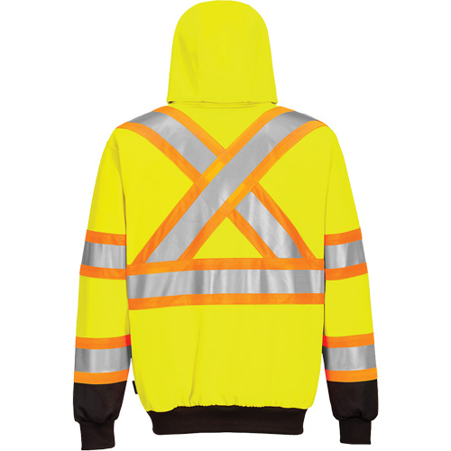 Contrast-Striped Safety Hoodie, Small, Black/High Visibility Lime-Yellow Waymarc Industries Inc