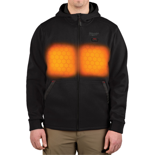 Chandail &agrave; capuchon chauffant M12 avec pile, Hommes, 2T-Grand, Noir, Poly-coton Waymarc Industries Inc
