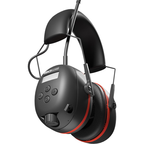 Black & Red Air Defender AM/FM Earmuffs, Headband Style, 24 dB Waymarc Industries Inc