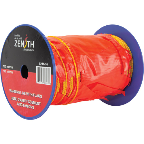 Ligne d'avertissement avec fanions, 328' lo, Orange/Jaune Waymarc Industries Inc