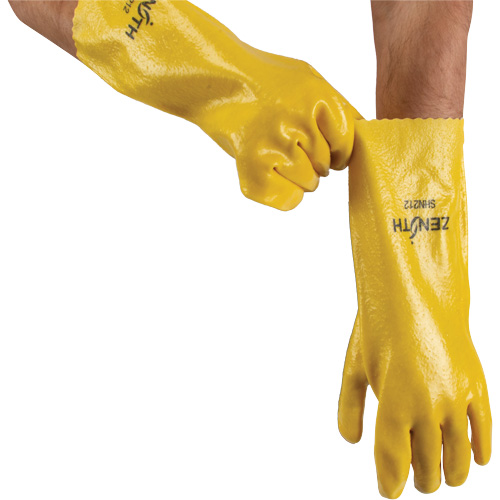 Gants &agrave; fini rugueux et r&eacute;sistants aux produits chimiques, Taille 9, 14" lo, PVC, Doublure en Interlock, 47-mil Waymarc Industries Inc
