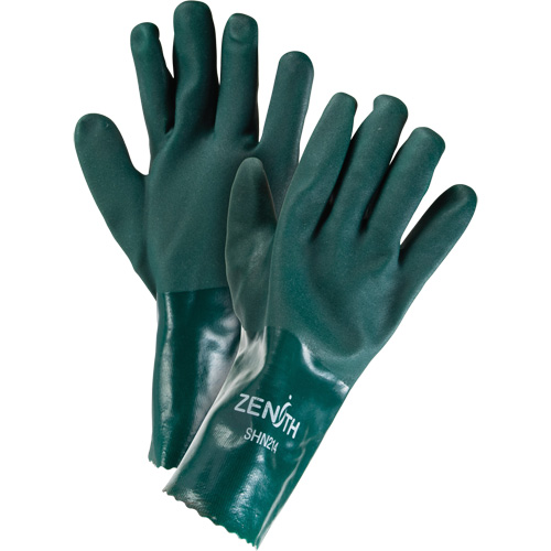 Gants verts &agrave; double enduit, 12" lo, PVC, Doublure en Jersey de coton, 70 mils Waymarc Industries Inc