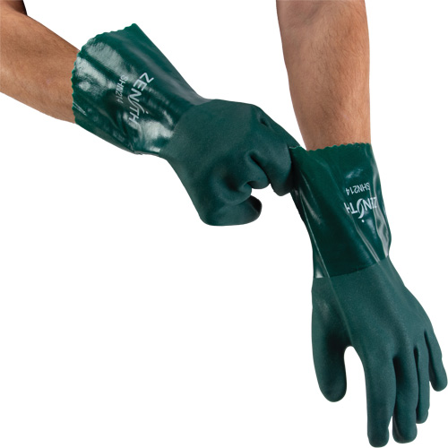 Gants verts &agrave; double enduit, 12" lo, PVC, Doublure en Jersey de coton, 70 mils Waymarc Industries Inc