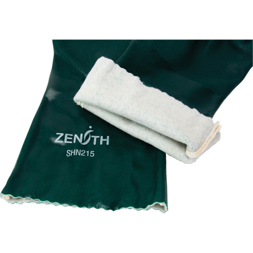 Double Dipped Green Gloves, 14" L, PVC, Cotton Jersey Inner Lining, 70-mil Waymarc Industries Inc