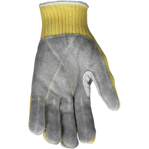 Gants de travail r&eacute;sistant &agrave; la coupe CutPro avec paume en cuir fendu, Taille Petit, Calibre 7, Enveloppe en Kevlar, ASTM ANSI niveau A3 Waymarc Industries Inc