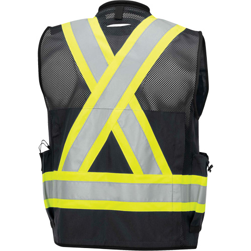 6679 High-Visibility Antimicrobial Mesh-Back Surveyor Vest, Black, Small, Polyester Waymarc Industries Inc