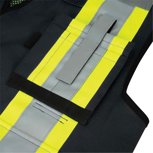 6679 High-Visibility Antimicrobial Mesh-Back Surveyor Vest, Black, Small, Polyester Waymarc Industries Inc