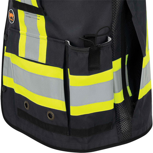 6679 High-Visibility Antimicrobial Mesh-Back Surveyor Vest, Black, Small, Polyester Waymarc Industries Inc