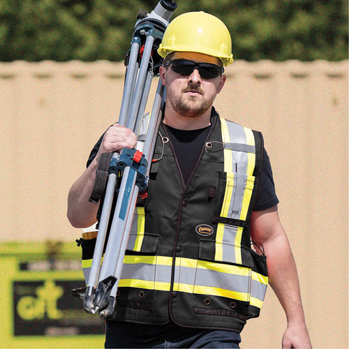 6679 High-Visibility Antimicrobial Mesh-Back Surveyor Vest, Black, Small, Polyester Waymarc Industries Inc