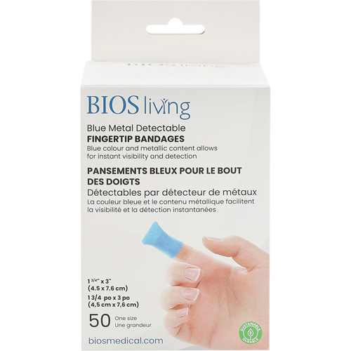 Blue Bandages, Fingertip, 3", Fabric Metal Detectable, Sterile Waymarc Industries Inc