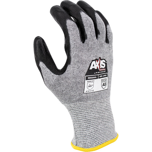 Gants de travail r&eacute;sistants &agrave; la coupe, compatibles avec &eacute;crans tactiles RWG566 AXIS, Taille T-petit, Calibre 18, Rev&ecirc;tement Polyur&eacute;thane, Enveloppe en Acier inoxydable/PEHP, ASTM ANSI niveau A5/EN 388 niveau E Waymarc Industries Inc