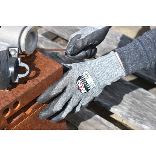 Gants de travail r&eacute;sistants &agrave; la coupe, compatibles avec &eacute;crans tactiles RWG566 AXIS, Taille T-petit, Calibre 18, Rev&ecirc;tement Polyur&eacute;thane, Enveloppe en Acier inoxydable/PEHP, ASTM ANSI niveau A5/EN 388 niveau E Waymarc Industries Inc
