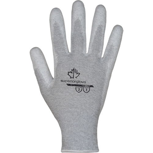 Gants blancs KnitActiv dissipatifs &eacute;lectrostatiques et peu pelucheux, 5, R&ecirc;vetement Polyur&eacute;thane, Calibre 13, Enveloppe en Nylon/Coton Waymarc Industries Inc