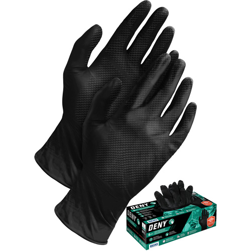 Deny&reg; Disposable Gloves, Small, Nitrile, 6-mil, Powder-Free, Black Waymarc Industries Inc