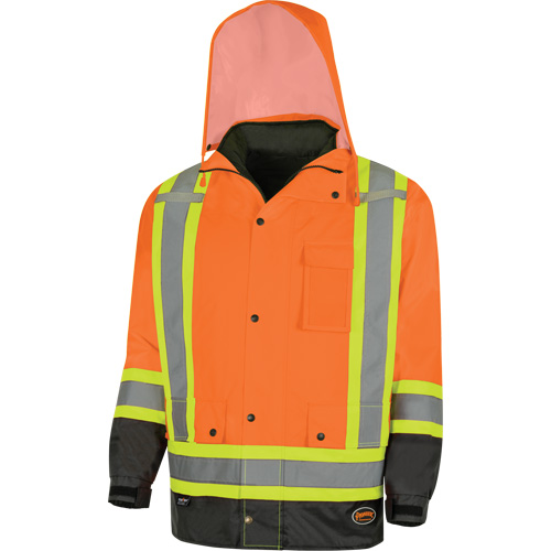 5056 Pioneer&reg; Yukon 7-in-1 Waterproof Winter Safety Parka, Polyester, Black/High Visibility Orange, X-Small Waymarc Industries Inc