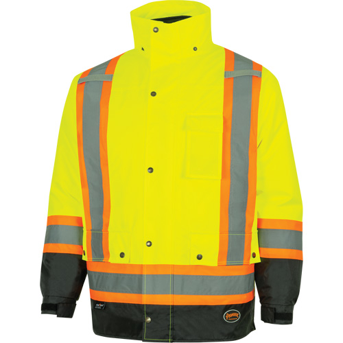 Parka de s&eacute;curit&eacute; d'hiver imperm&eacute;able 7-en-1 5057 Pioneer Yukon, Polyester, Noir/Jaune lime haute visibilit&eacute;, T-petit Waymarc Industries Inc