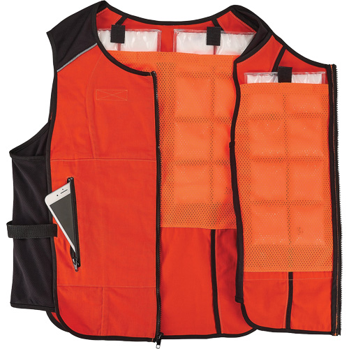 Veste de refroidissement &agrave; changement de phase l&eacute;g&egrave;re avec sachets de recharge Chill-Its 6260, Grand/T-Grand, Orange Waymarc Industries Inc