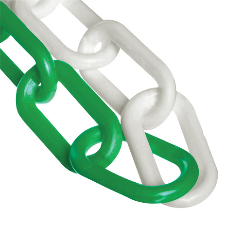 Chaîne de barri&egrave;re en plastique &agrave; deux couleurs, Vert/Blanc, Maillon de 2", 500' de long Waymarc Industries Inc
