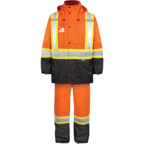High-Visibility 150-Deniers Rain Suit, Polyester, Large, High Visibility Orange Waymarc Industries Inc