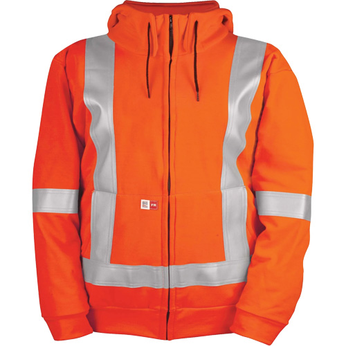 High-Visibility Wind Resistant Zip-Front Sweatshirt with DetachableHood, Men's, 5X-Large, High Visibility Orange, 27.7 cal/cm² Waymarc Industries Inc