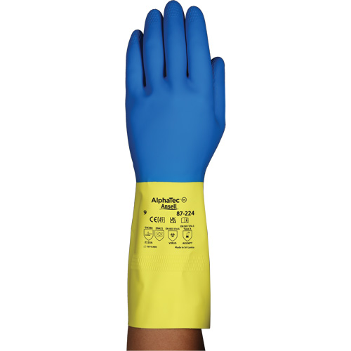 Gants r&eacute;sistants aux produits chimiques AlphaTec 87-224, Taille 10, 12,8" lo, N&eacute;opr&egrave;ne/Latex de caoutchouc, Doublure en Coton/Ouat&eacute;e, 26,8 mils Waymarc Industries Inc
