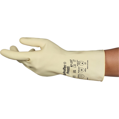 Gants naturels et l&eacute;gers AlphaTec 87-137, Taille 10, 11,8" lo, Latex de caoutchouc, 16 mils Waymarc Industries Inc