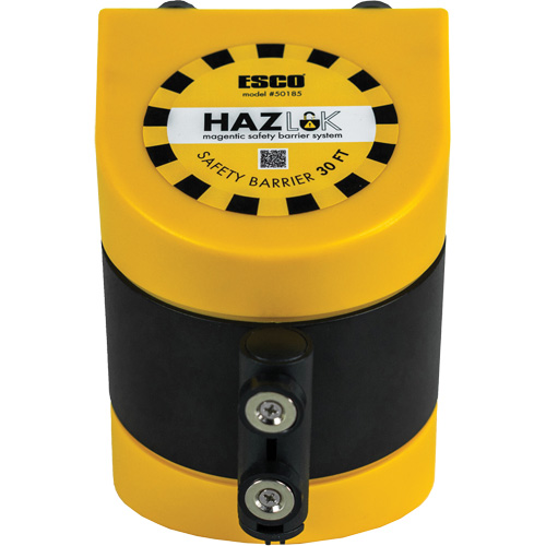 Syst&egrave;me de barri&egrave;re de s&eacute;curit&eacute; HAZLOK, Plastique, Fixation magn&eacute;tique, 30', Ruban Noir et jaune Waymarc Industries Inc