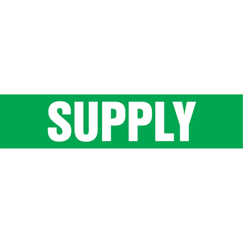 Marqueurs de tuyau "Supply", Autocollant, 4" h x 24" la, Blanc/vert Waymarc Industries Inc