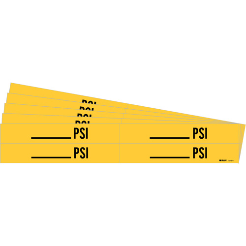 Marqueurs de tuyau avec espace vierge suivi de PSI, Autocollant, 1-1/8" h x 7" la, Noir sur jaune Waymarc Industries Inc