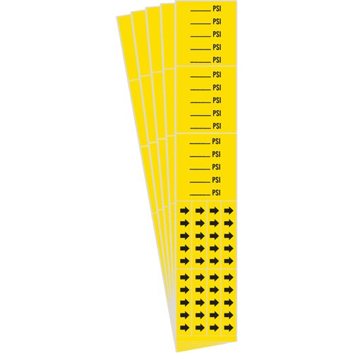 Marqueurs de tuyau PSI, Autocollant, 2-1/4" h x 2-3/4" la, Noir sur jaune Waymarc Industries Inc