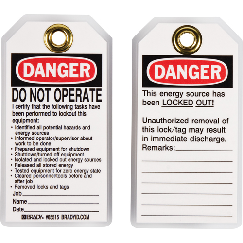&eacute;tiquettes de verrouillage, Plastique, 3" la x 5-1/2" h, Anglais Waymarc Industries Inc