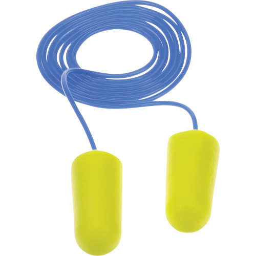 Bouchons d'oreilles n&eacute;on jaune E-A-Rsoft, Vrac - Sac en poly, Avec cordon Waymarc Industries Inc
