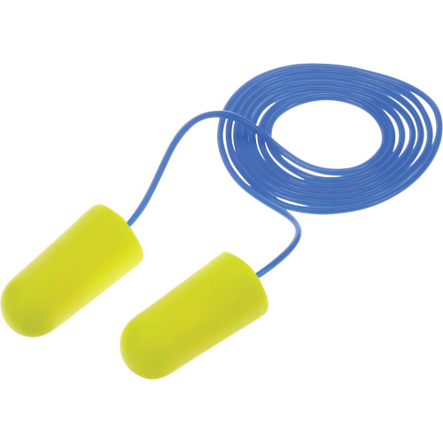 Bouchons d'oreilles n&eacute;on jaune E-A-Rsoft, Vrac - Sac en poly, Avec cordon Waymarc Industries Inc