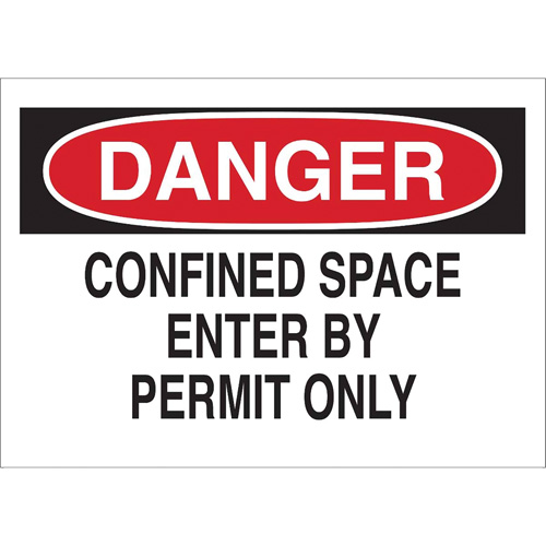 "DANGER Confined Space Enter By Permit Only" Sign, 10" x 14", Polystyrene, English Waymarc Industries Inc