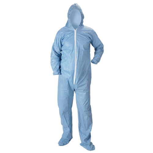 Combinaison &agrave; capuchon ignifuge Pyrolon Plus 2 avec bottes, Petit, Bleu, Tissu ignifug&eacute; Waymarc Industries Inc