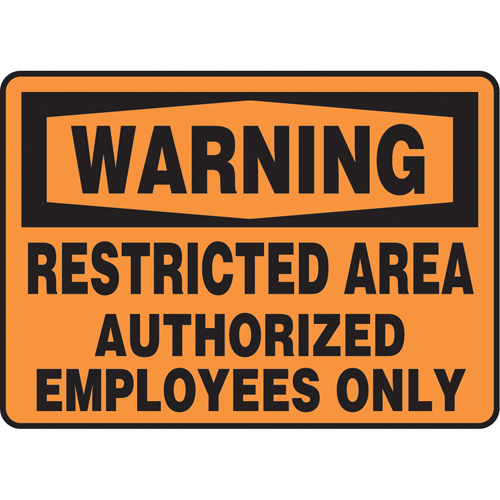 "Restricted Area" Sign, 7" x 10", Vinyl, English Waymarc Industries Inc