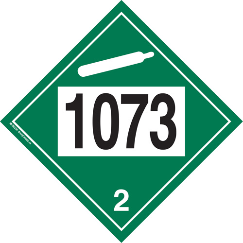 Plaque-&eacute;tiquette TMD 1073 pour gaz ininflammable oxyg&egrave;ne liqu&eacute;fi&eacute;, Plastique Waymarc Industries Inc