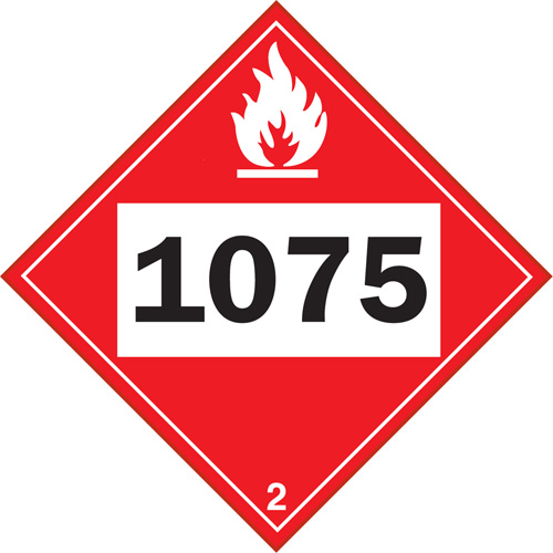 1075 Liquefied Petroleum Flammable Gas TDG Placard, Plastic Waymarc Industries Inc