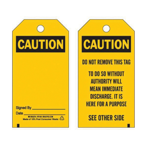 Accident Prevention Tags, Polyester, 3" W x 5-3/4" H, English Waymarc Industries Inc