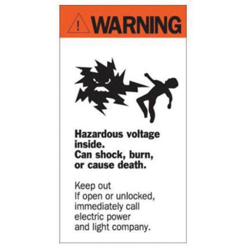 "Warning Hazardous Voltage" Sign, 8" x 4-1/2", Acrylic, English with Pictogram Waymarc Industries Inc