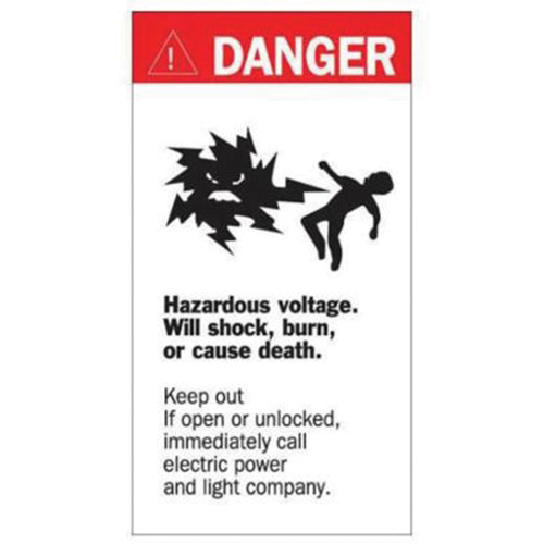 "Danger Hazardous Voltage" Sign, 8" x 4-1/2", Acrylic, English with Pictogram Waymarc Industries Inc