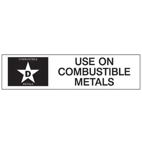 "D: Use on Combustible Metals" Fire Extinguisher Label Waymarc Industries Inc