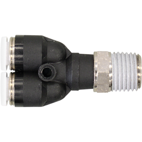 Topfit Male Threaded Y-Connector Fitting, 1/4" Dia, Polymer Waymarc Industries Inc