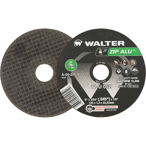Meule &agrave; tronçonner Zip Alu, 5" x 3/64", Arbre de 7/8", Type 1, Oxyde d'aluminium, 12 200 Tr/min Waymarc Industries Inc