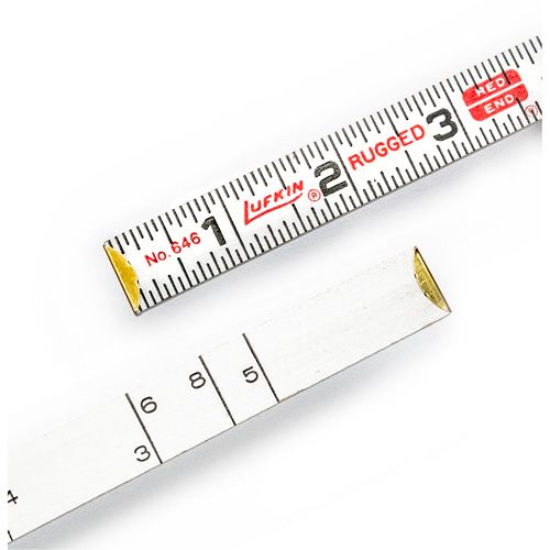 Red End&reg; Masonry Rule, 6' L, Wood, 1/16" Graduations Waymarc Industries Inc
