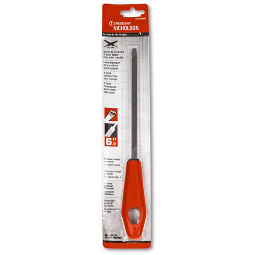 Extra Slim Taper File with Red Handle, Triangle, 6", Single Waymarc Industries Inc