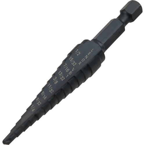 Foret &eacute;tag&eacute; no 1, 1/8" - 1/2", Incr&eacute;ments de 1-3/2", Acier rapide Waymarc Industries Inc