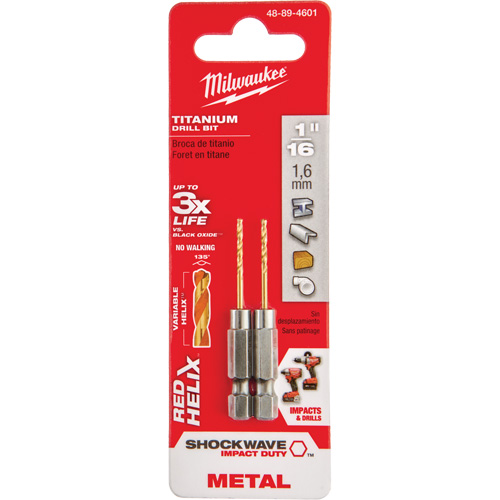 Foret Shockwave, 1/16", Titane, Cannelure 5/8", Pointe de 135° Waymarc Industries Inc