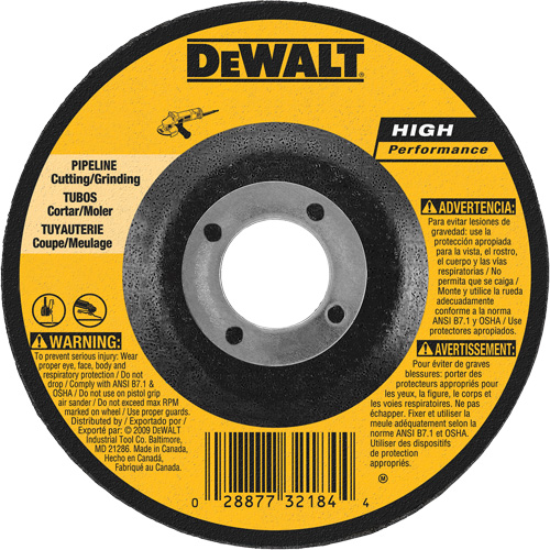 High Performance Pipeline Wheel, 5" x 1/8", 7/8" Arbor, Aluminum Oxide, Type 27 Waymarc Industries Inc